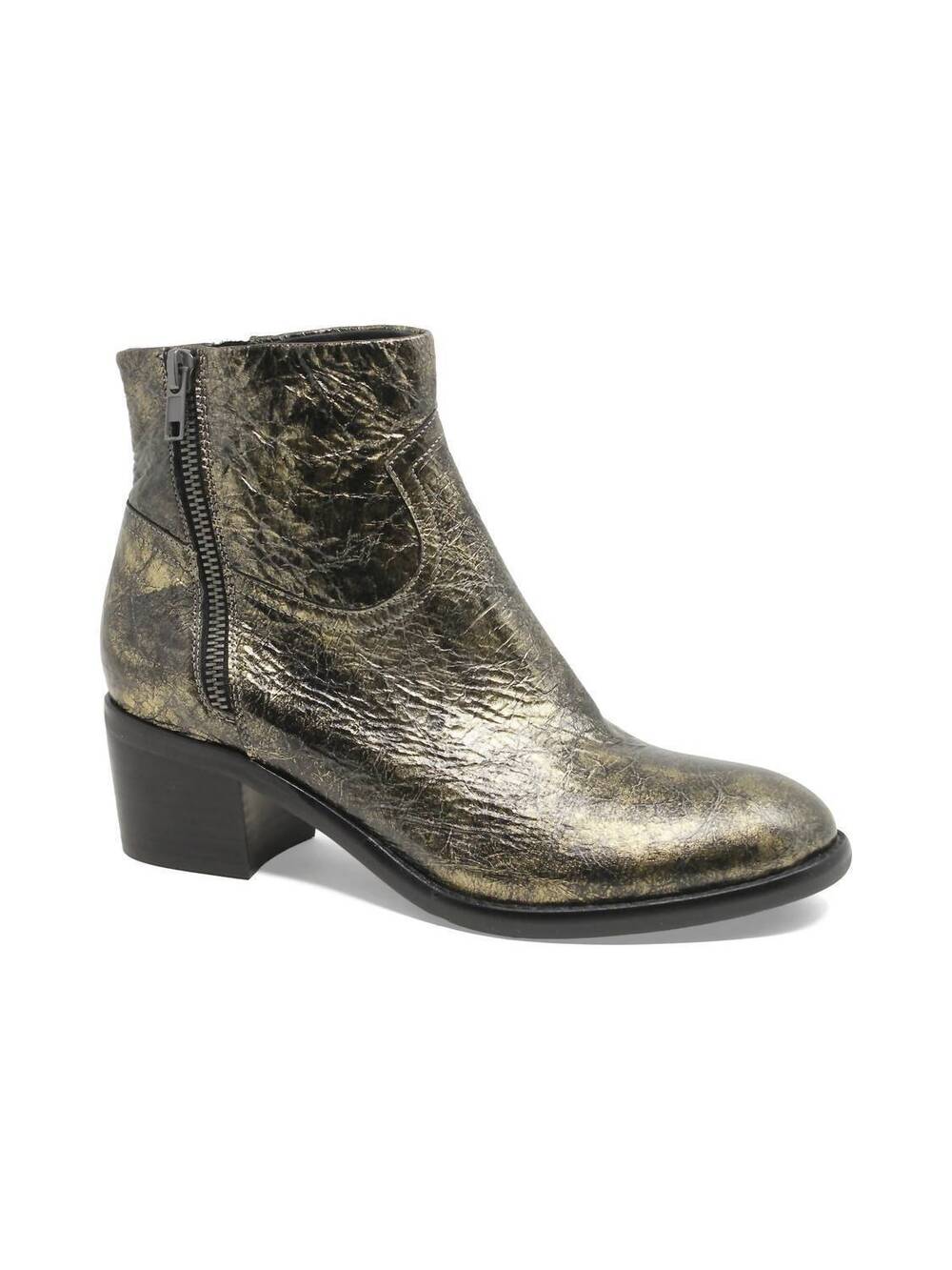 NEW DJANGO & JULIETTE women's rarla ankle boots in black gold distressed leather